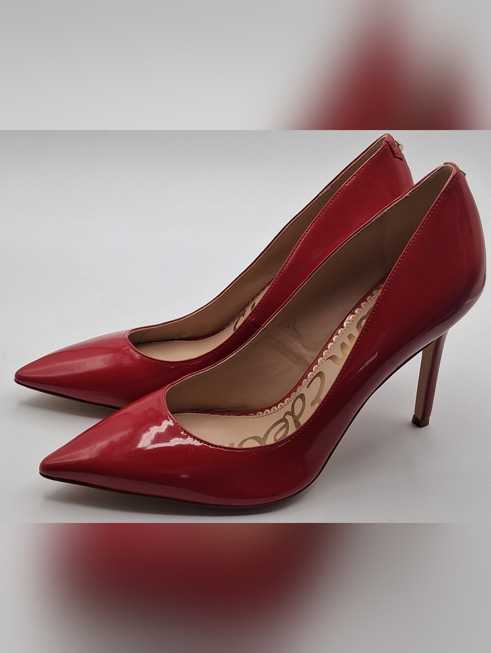Sam Edelman Hazel Red Patent Leather Pointed-Toe Pumps. Size 9.